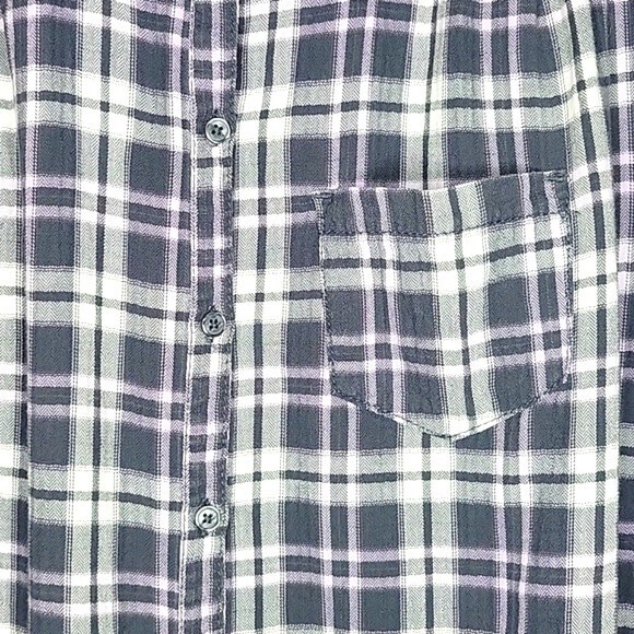 H&M DIVIDED Plaid Gray Pink Long Sleeve Button Up Shirt size 4 Pintuck Collared - Picture 7 of 16
